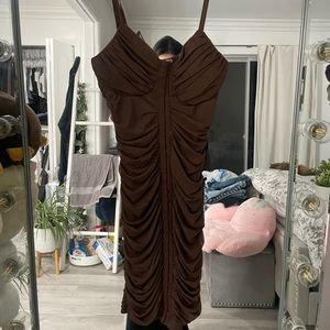 Brown ruched body con